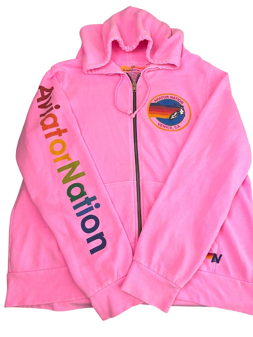 Aviator Nation Venice Hoodie Full Zip Sweatshirt Neon Pink XXL - Picture 15 of 16